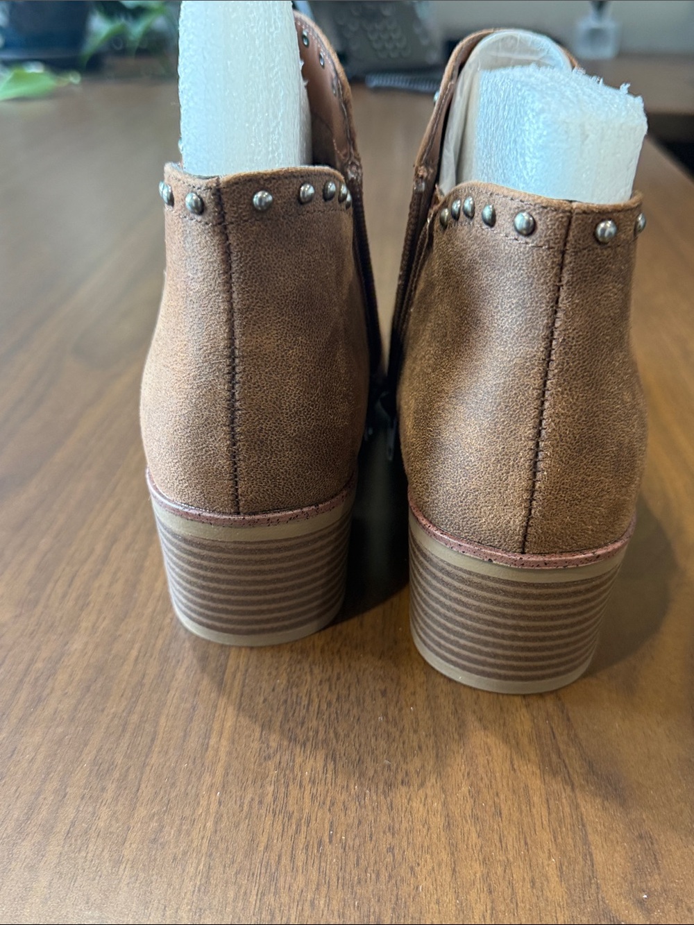 MIA brown Pointed Toe Studded Ankle Booties - Picture 6 of 7
